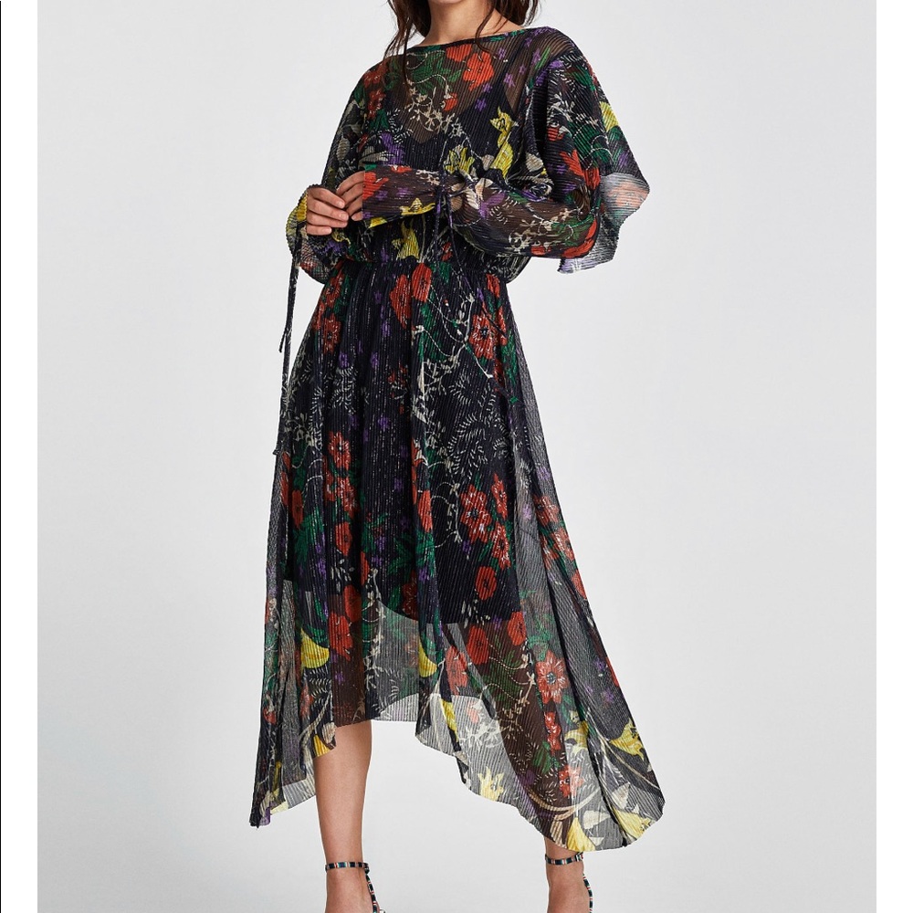 Zara Shiny Pleated Dress